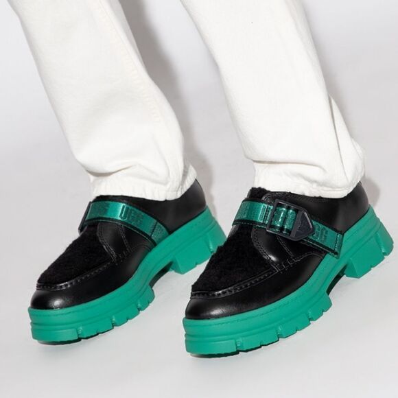 NEW UGG ASHTON SHOE PLUSH EMERALD GREEN WATERPROOF LEATHER SHOES S2 - Picture 1 of 16